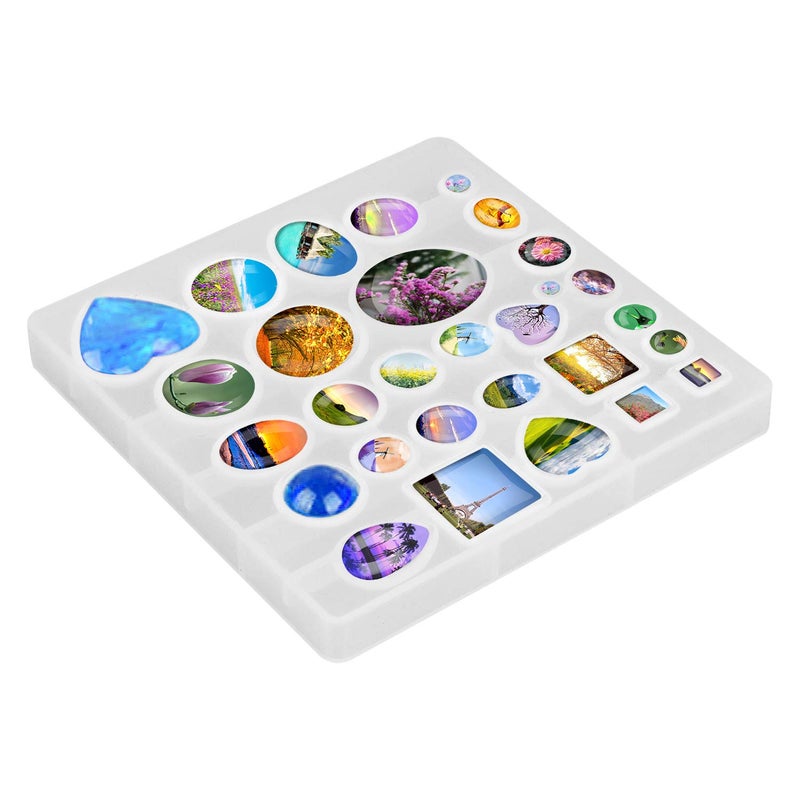 HOMEIDOL Resin Jewelry Molds Pendant Trays Making Kit with 30pcs 5 Styles Metal Pendants and 1pc Silicone Epoxy Casting Mold for Pendant Crafting DIY Gifts - Image 4